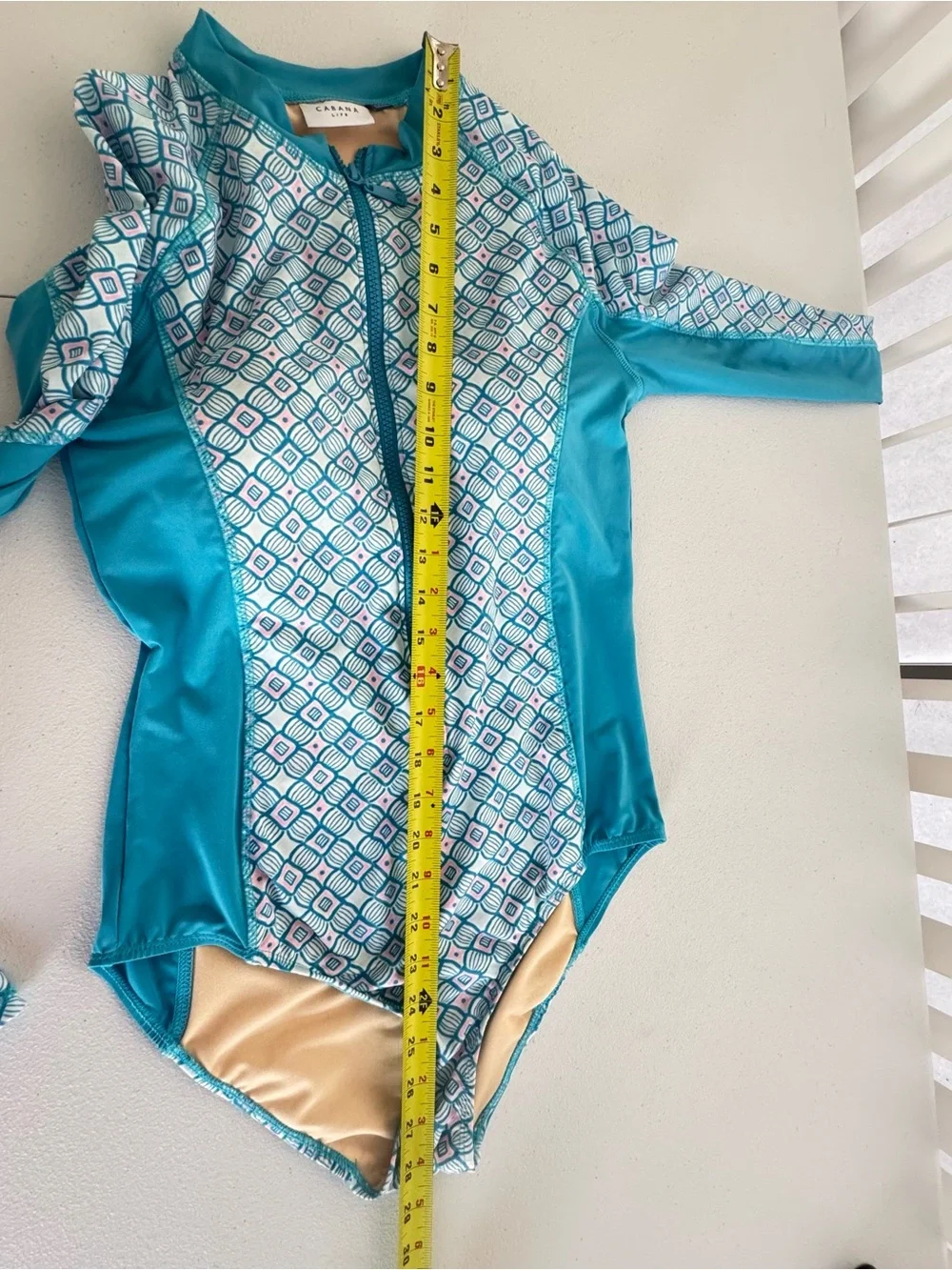 Cabana Life Preppy Geo One Piece Unisuit Long Sleeve Size M